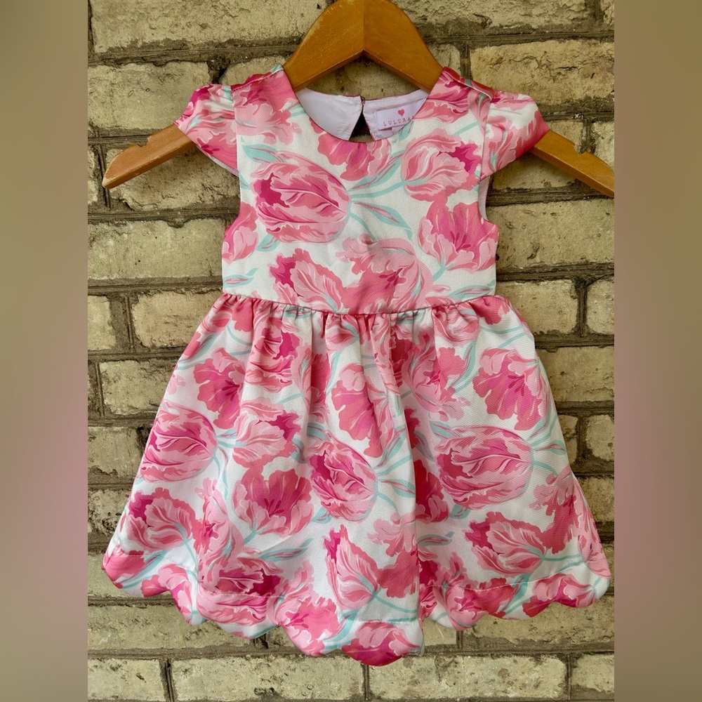 Girls Floral Pink Fit-and-Flare Dress